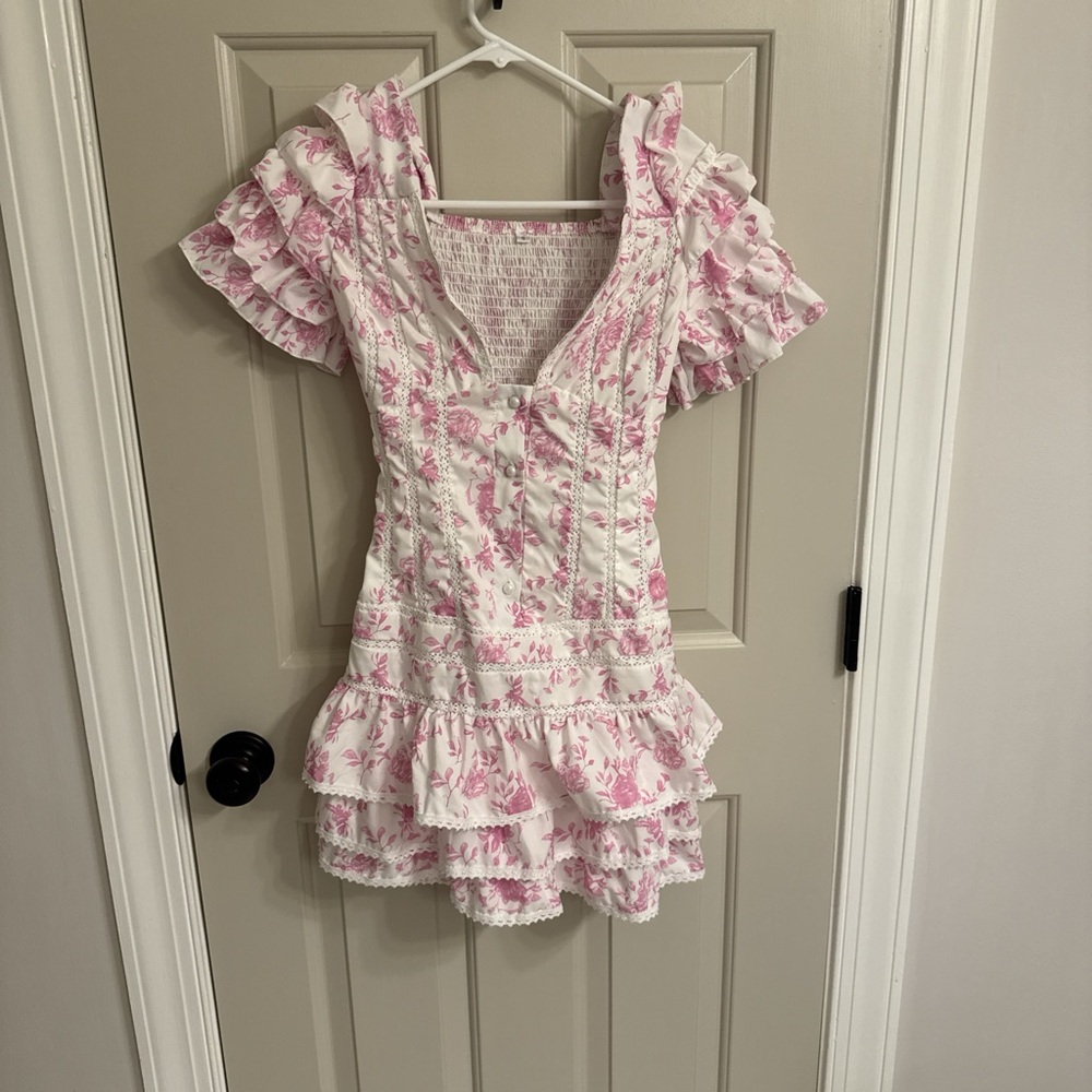 Pink and White Ruffled Dress